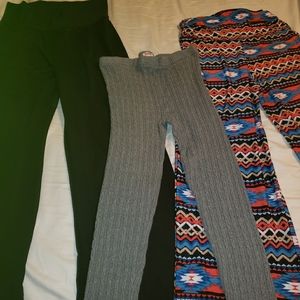 2 palazzo pants and 1 pair knot leggings